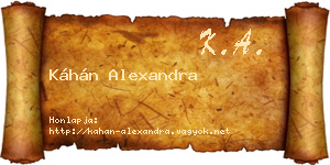 Káhán Alexandra névjegykártya